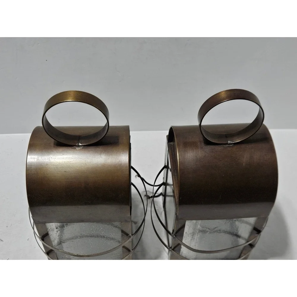 Corbett Lighting Outdoor Wall Lantern Sconce Set Brass Seeded Glass Vintage